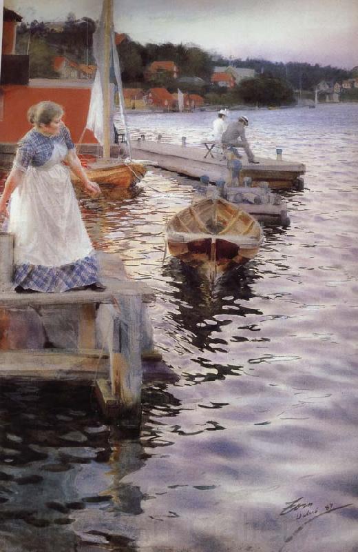 Anders Zorn Vagskvalp(Lappings of the waves) Germany oil painting art